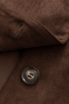Victoria women's elegant O-neck jacket with long sleeves and pockets by Lumina Wear in coffee color.
