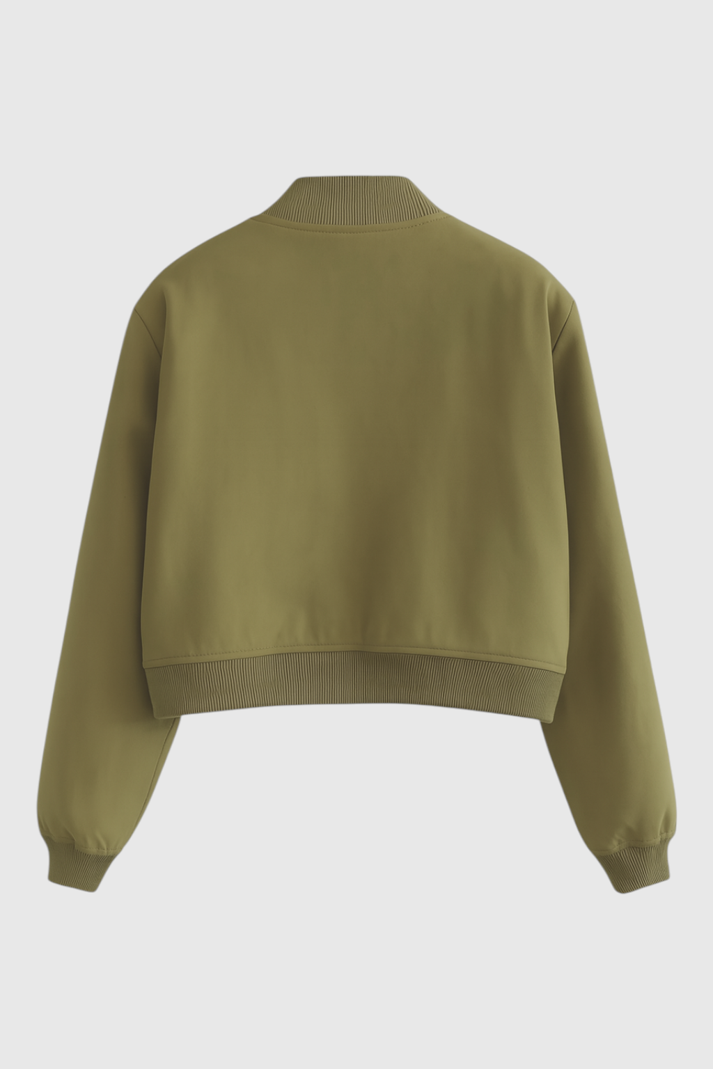 Olive green Victoria bomber jacket by Lumina Wear featuring a timeless design and casual fit, stylishly displayed on a mannequin.