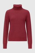 Victoria Lumina slim fit turtleneck sweater in burgundy, showcasing a cozy knit design and fitted silhouette.