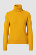 Yellow Velvety Slim Fit Turtleneck Sweater by Lumina Wear, featuring an elegant and cozy design, shown on a white background.
