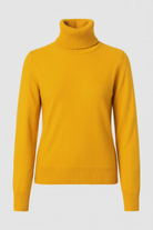 Grey Victoria Lumina Wear slim fit turtleneck sweater displayed on a model, showcasing its elegant design and cozy fit.
