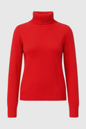 Red Lumina Wear Victoria elegant slim turtleneck sweater with velvety finish, showcasing a fitted design and soft texture.