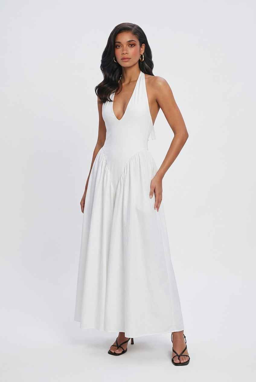 Victoria | Elegant White Midi Dress with Tailored Fit - Lumina | Lumina Wear Victoria | Elegant White Midi Dress with Tailored Fit - Lumina | Lumina Wear