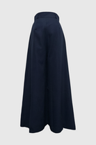 Navy blue Victoria wide-leg trousers by Lumina Wear, featuring stretch fabric and a comfortable fit for a stylish look.