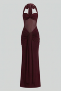 Elegant wine red cocktail dress by Lumina Wear featuring a flattering silhouette and stylish design.