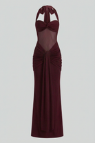 Elegant wine red cocktail dress by Lumina Wear featuring a flattering silhouette, perfect for formal occasions.