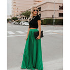 Victoria brown flowy long maxi skirt with high waist from Lumina Wear, featuring a soft, elegant silhouette and comfortable fit.