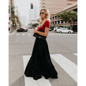 Brown Victoria flowy long skirt with high waist from Lumina Wear, featuring a soft, elegant design and lightweight fabric.