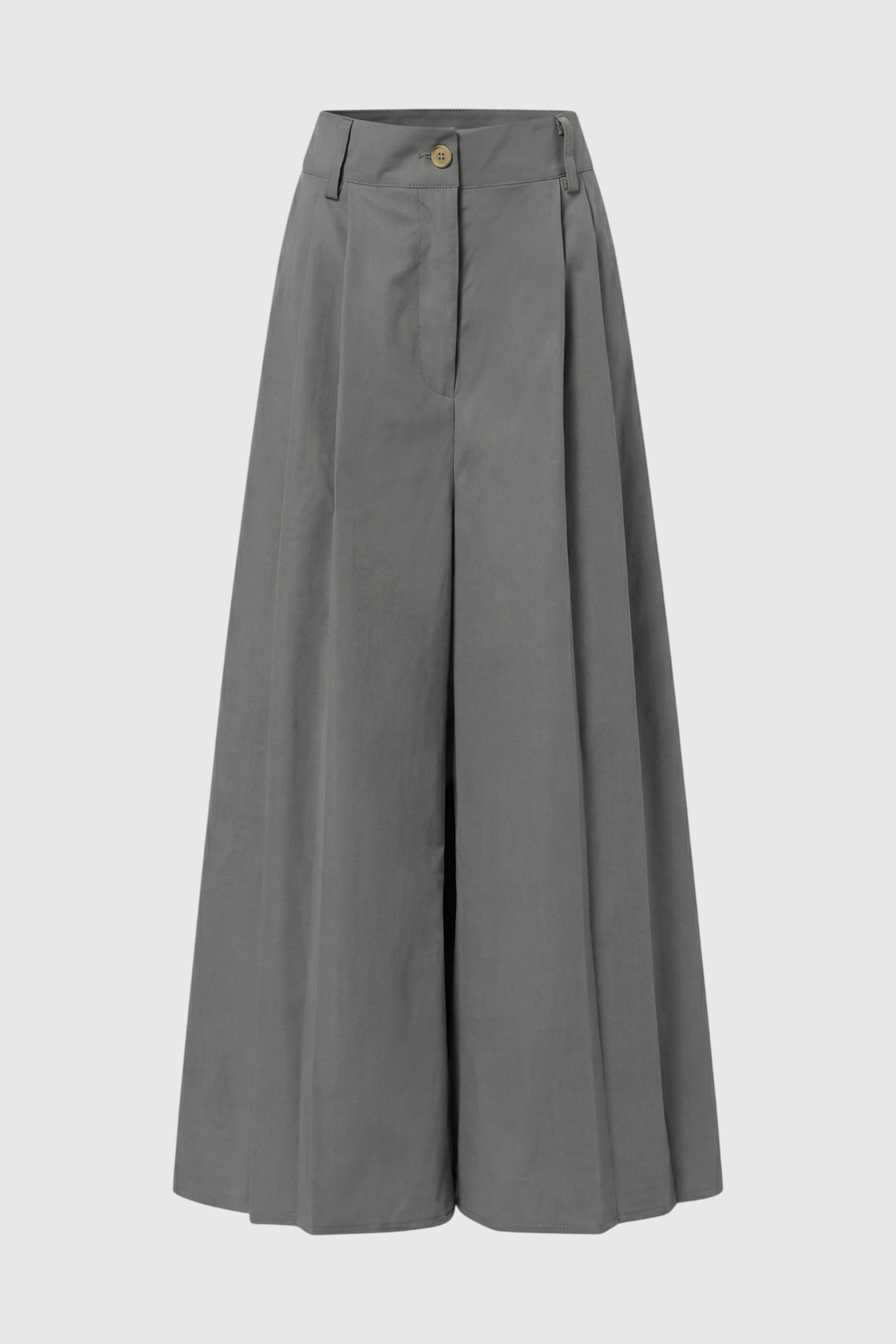 Gray Victoria Lumina high-waist palazzo pants for women, flowy and stylish, shown on a model against a plain background.