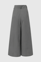 Gray Victoria Lumina Wear high-waist palazzo pants for women, flowy and comfortable, with wide-leg design and relaxed fit.