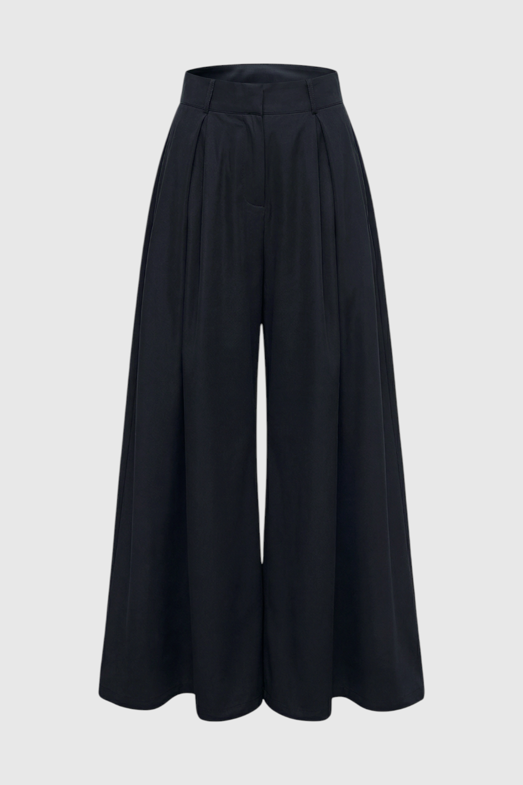Black Victoria high-waisted wide-leg trousers by Lumina Wear, featuring an elegant fit and relaxed silhouette.