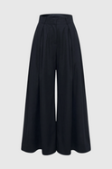 Black Victoria high-waisted wide-leg trousers by Lumina Wear, featuring an elegant fit and tailored design.