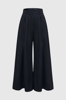 Black Victoria high-waisted wide-leg trousers by Lumina Wear, featuring an elegant fit and relaxed silhouette.