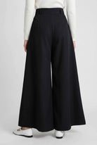 Black Victoria high-waisted wide-leg trousers from Lumina Wear, featuring an elegant fit and tailored design.