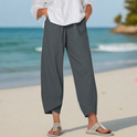 Victoria Lumina Wear lightweight relaxed fit white trousers, casual pants with a comfortable fit and stylish design.