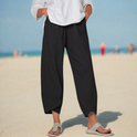 Lightweight relaxed fit Victoria white trousers by Lumina Wear, casual pants with a comfortable fit and stylish design.