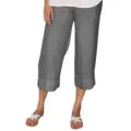 Victoria beige linen trousers with drawcord from Lumina Wear, relaxed fit, lightweight fabric, front pockets, casual style.