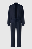 Victoria Lumina Wear relaxed fit dark blue sweatpants and sweatshirt set with zipper accents, casual activewear for comfortable style.