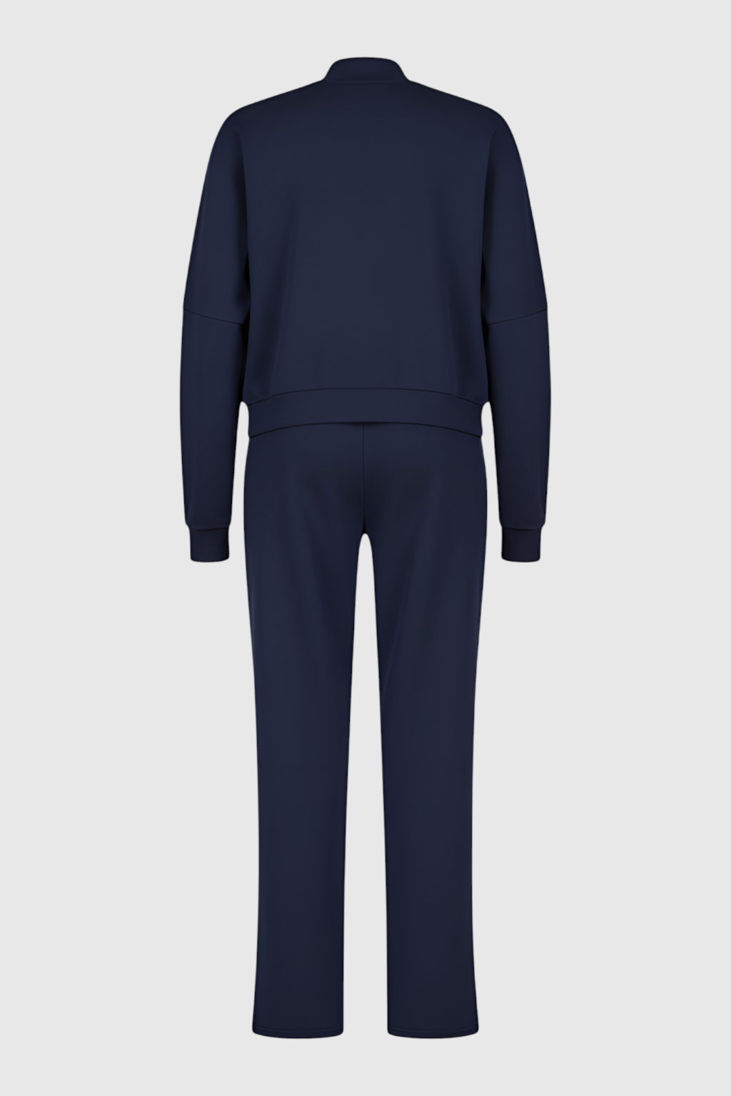 Victoria dark blue relaxed fit sweatpants and sweatshirt set with zipper accents by Lumina Wear, casual activewear ensemble.