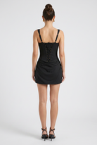 Victoria black mini dress by Lumina Wear featuring a sculpted fit and flattering hourglass silhouette, perfect for stylish occasions.