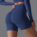 Olive green Victoria seamless high-waisted training shorts by Lumina Wear, designed for activewear and workout comfort.