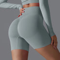 Olive green Victoria seamless high-waisted training shorts by Lumina Wear, designed for active wear and comfortable fit.