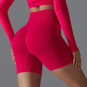 Victoria seamless high-waisted training shorts by Lumina Wear in olive, designed for activewear and comfortable workouts.