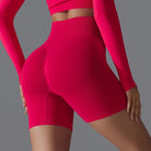 Olive green Victoria seamless high-waisted training shorts for women by Lumina Wear, designed for activewear and workout comfort.