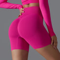 Victoria Lumina Wear seamless high-waisted training shorts in olive, designed for women’s activewear and workout comfort.