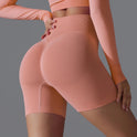 Olive green Victoria Lumina Wear seamless high-waisted training shorts for women, stretchy activewear with a smooth fit.