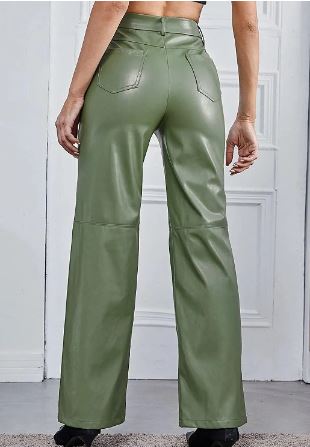 Victoria Lumina black leather trousers for women, slim fit with soft finish, shown on a model in a stylish pose.