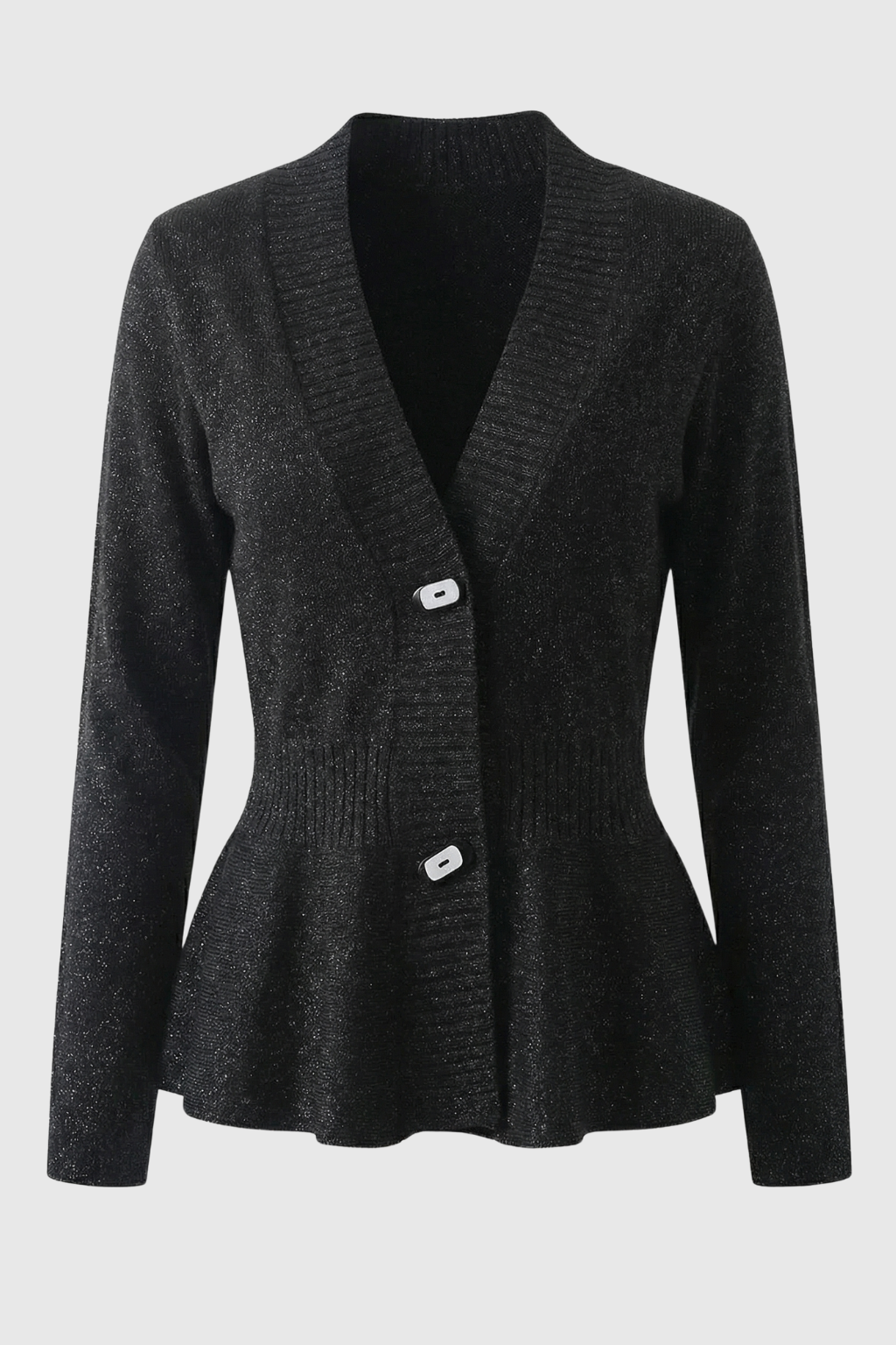 Victoria soft black cardigan sweater with open front design by Lumina Wear, featuring a cozy, relaxed fit and stylish open front.