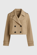 Victoria Lumina khaki windbreaker jacket with double-breasted design, featuring a stylish, lightweight coat for women.
