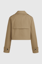 Victoria women's khaki windbreaker by Lumina Wear featuring double-breasted design and stylish fit, perfect for casual outdoor wear.