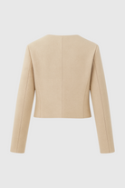 Victoria Lumina Champagne Short Jacket for women, tailored fit with cozy style, in soft champagne color.