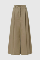 Khaki Victoria high waist flowy Palazzo pants for women by Lumina Wear, tailored with a relaxed, wide-leg silhouette.