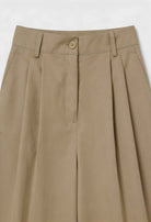 Khaki Victoria high waist flowy Palazzo Pants for women by Lumina Wear, featuring a tailored fit and wide-leg design.