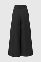 Victoria Lumina high-waisted black palazzo pants for women, tailored fit, flowy wide-leg style, perfect for elegant casual wear.