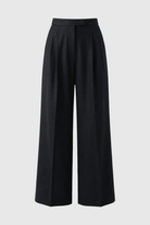 Victoria Lumina women's tailored high-waisted black trousers with comfort fit, shown on a model.
