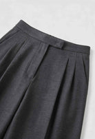 Victoria Lumina gray high-waisted trousers with elegant draping, tailored fit, and slim silhouette in XS size.