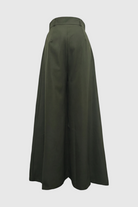Victoria Lumina Wear high-waisted wide-leg trousers for women in army green, tailored fit, casual and stylish for everyday wear.