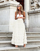 Vintage-inspired black tulle midi skirt by Lumina Wear, showcasing layered tulle fabric and elegant midi length.