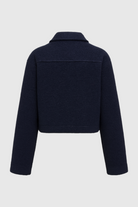 Victoria vintage navy zip jacket with classic lapel from Lumina Wear, navy blue, lightweight casual jacket for women.