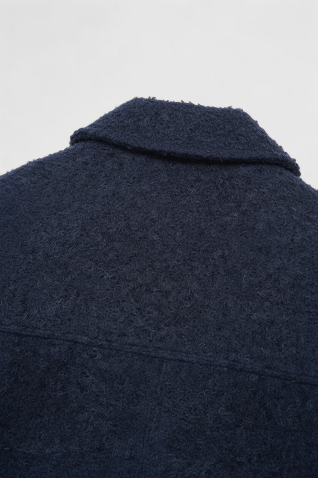 Victoria vintage navy zip jacket with classic lapel from Lumina Wear, shown on a mannequin in navy blue.