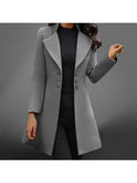 Black Vinci long sleeve coat by Lumina Wear featuring Italian-inspired luxurious wool fabric and elegant tailoring.