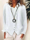 Women’s dark blue cotton casual long blouse by Lumina Wear, featuring a relaxed fit and stylish design for everyday wear.