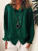 Women’s dark blue cotton casual long blouse by Lumina Wear, styled with a relaxed fit for comfortable everyday wear.