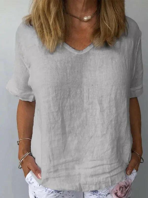 Light blue women's cotton casual top by Lumina Vancouver, featuring a relaxed fit and soft fabric for comfortable everyday wear.