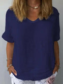 Light blue women's cotton casual top by Lumina Wear, featuring a relaxed fit and comfortable style for everyday wear.
