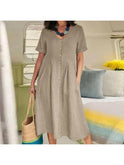 White Yasmin Effortless Buttoned Dress by Lumina Wear, lightweight and stylish for casual or semi-formal occasions.